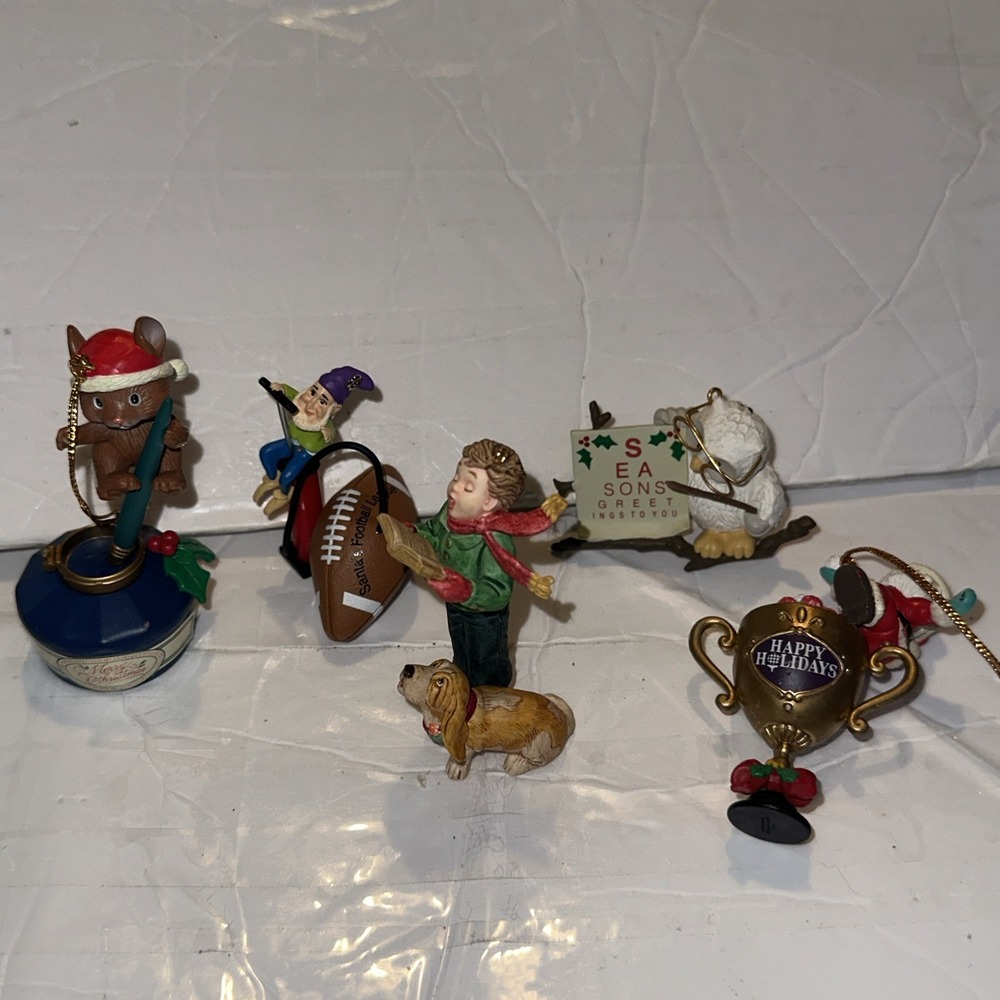 Lot Of 5 Vintage Christmas Tree Ornaments Boy Male Figurine